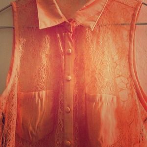 Coral Lace Top