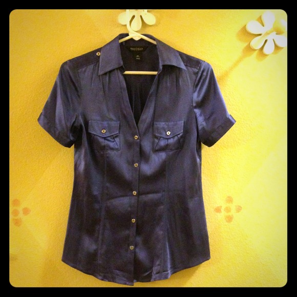 White House/Black Market Silk Blue shirt
