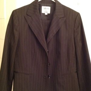 Black pinstripe business suit