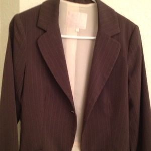 Brown pinstripe business suit