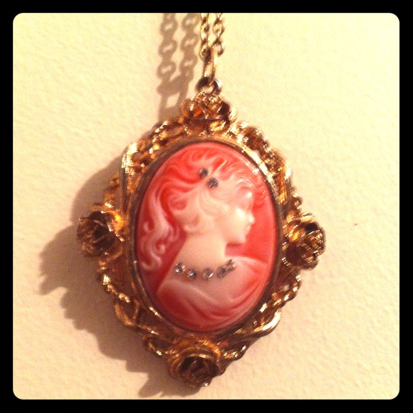 Antique portrait cameo necklace