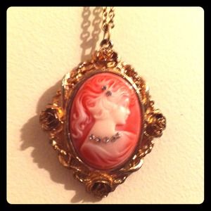 Antique portrait cameo necklace