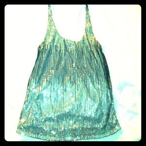 Creme racer back tank with sequins