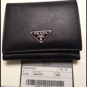 Authentic Prada black leather wallet