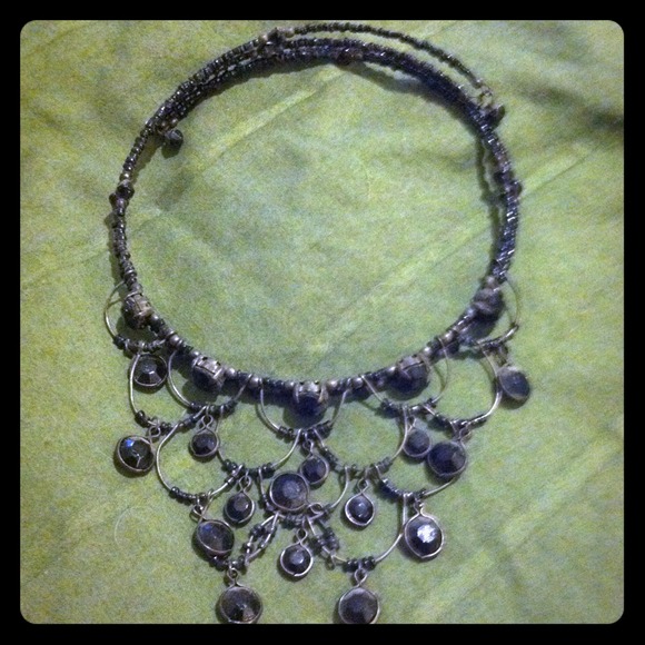 SOLD****Choker dangle necklace black beads