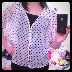 White w/black polka dots
