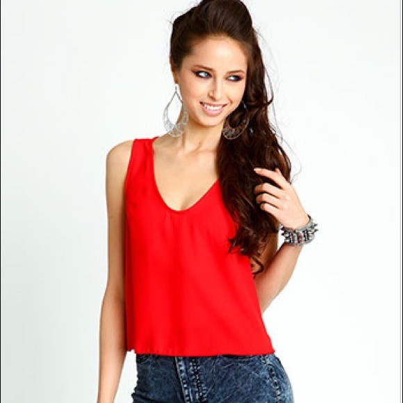 NEW Heart Cut-Out Top in Red and Royal Blue - Picture 2 of 4