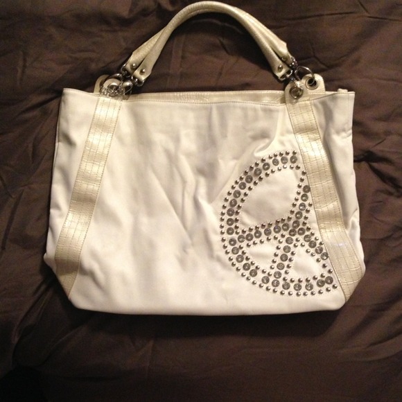 Beautiful white peace sign handbag big
