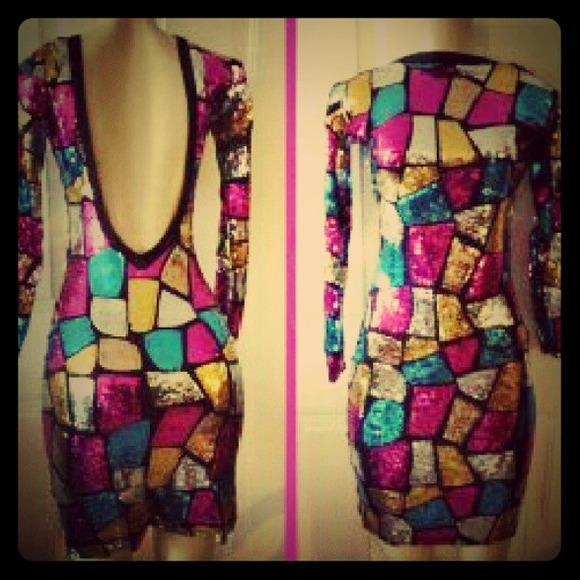 Sequins backless dress