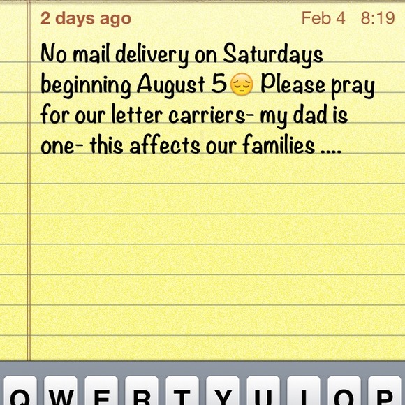 No mail on Saturdays starting aug 5