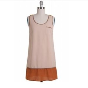 IVORY DRESS WITH BURNT ORANGE HEM
