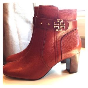 Tory Burch cognac ankle zip boot. New without box