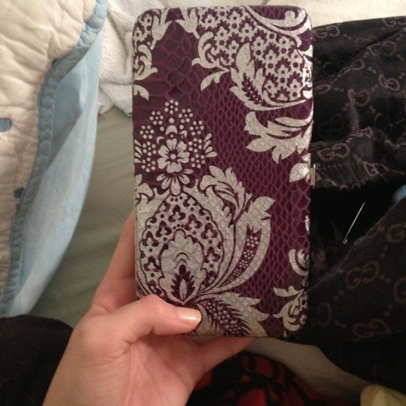 Adorable purple and silver hard wallet