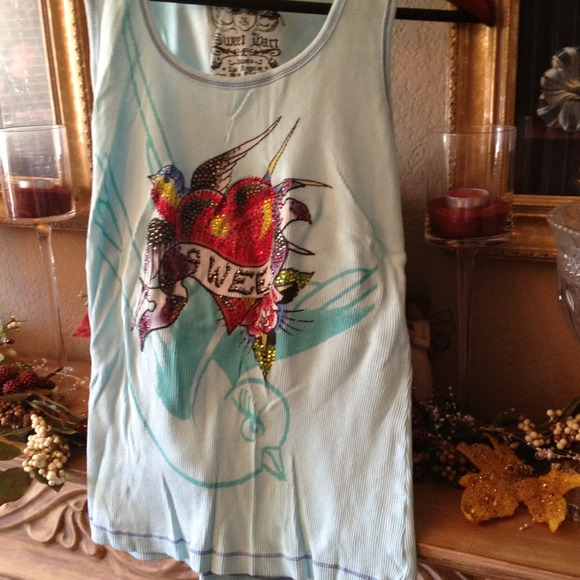 Bird & Fish Embellished Tank Tops 1size fits most - Picture 2 of 4