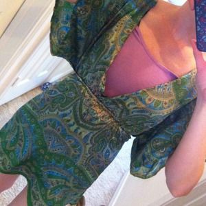 Blue and green tunic top