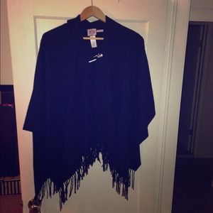 100% Wool Juicy Couture Fringe Poncho