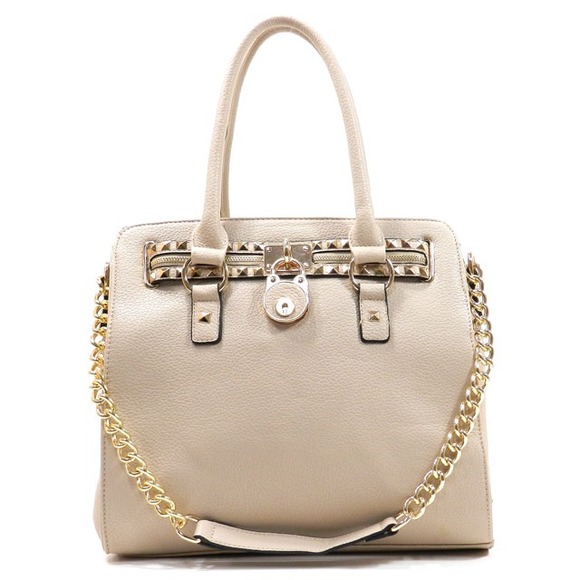 beige satchel