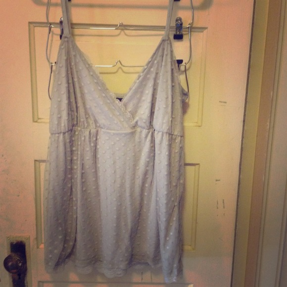 Grey lace polkadots top