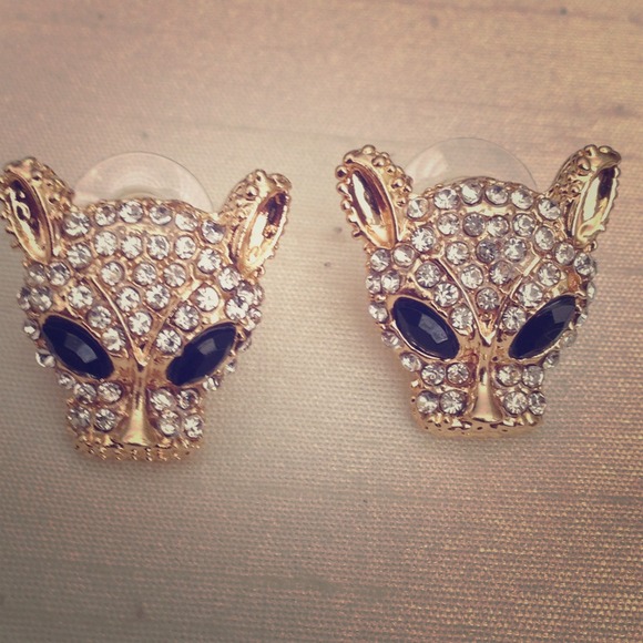 Cat Head Stud Earrings