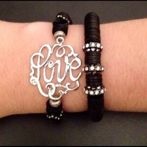 "LOVE" Black Vinyl Bead Bracelet