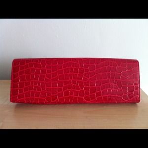 Faux crocodile red clutch