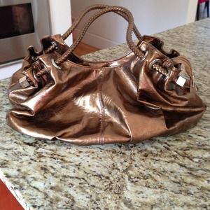 "REDUCED" Large vinyl purse with silver hardware