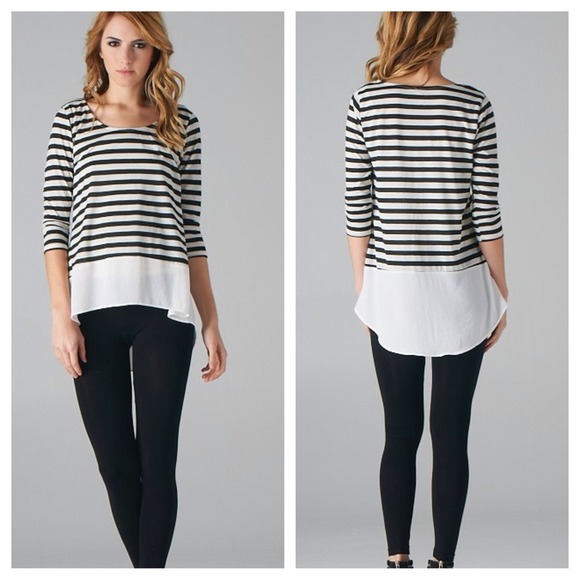 Striped shirt with chiffon bottom