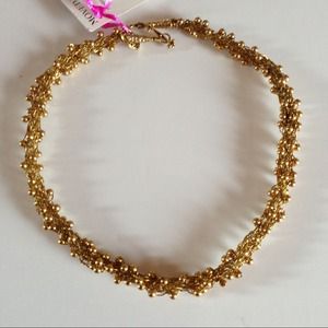 Knitted gold tone choker with round gold balls