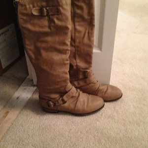 Tan long boots