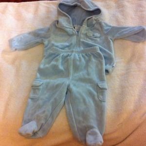 3-6 month Tommy Hilfiger baby blue velour outfit