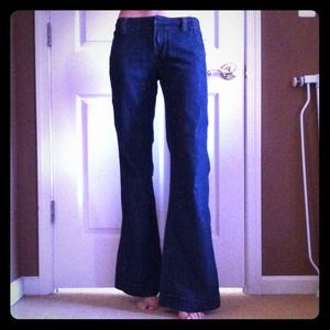 Boston Proper Dark Denim Flared Trouser Jeans