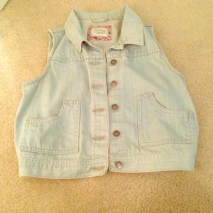 Acid wash jean vest