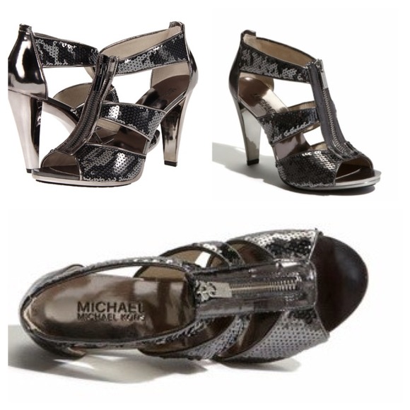 Michael Kors sequin berkley zipper heels.