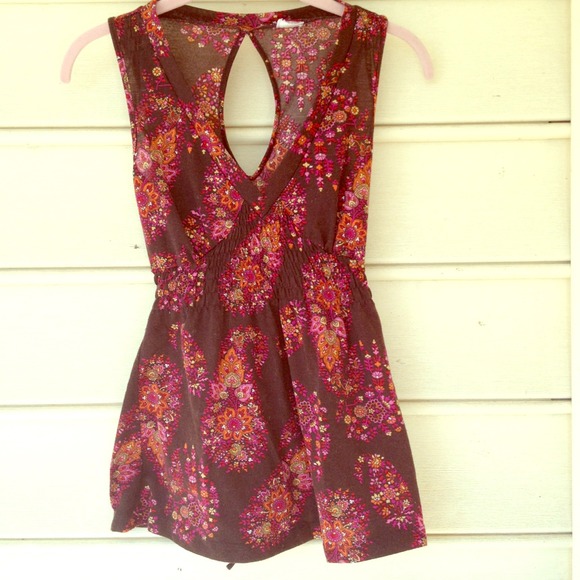 Brown flowered tank
