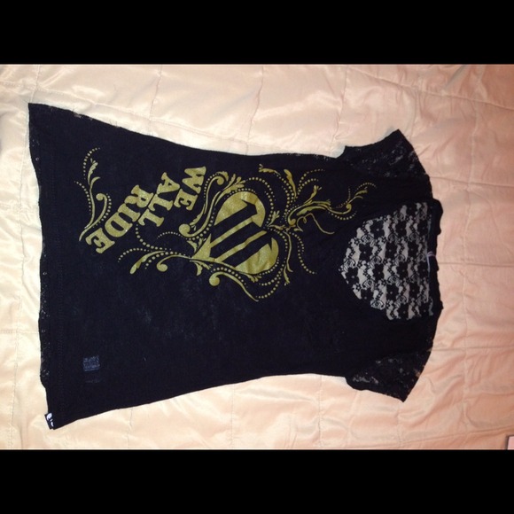 Black lace back tee