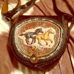 ❗Reduced❗Cowhide, hand painted, leather purse