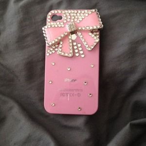 Pink rhinestone bow iPhone 4/4S case