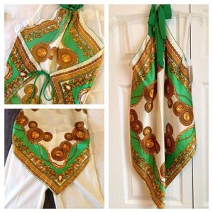 Gold/green stunning backless halter top! NEW!
