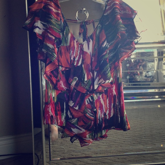 La Rok printed silk top