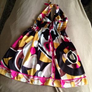 Large silkie tie straps halter dress