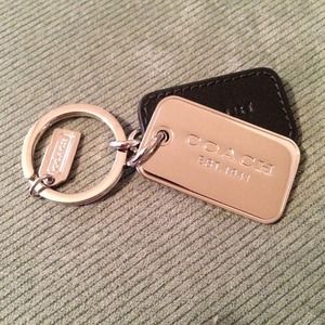 Coach Logo Dog Tag Key Fob Key Chain Ring