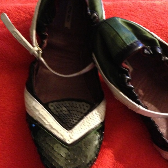 Miu Miu  Shoes - Sold! Authentic*Miu Miu fun green,black flats