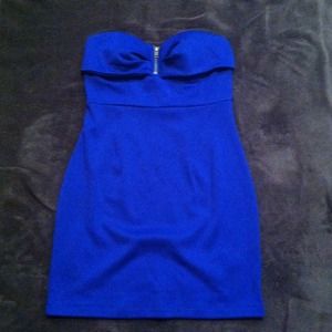 Royal blue strapless dress!