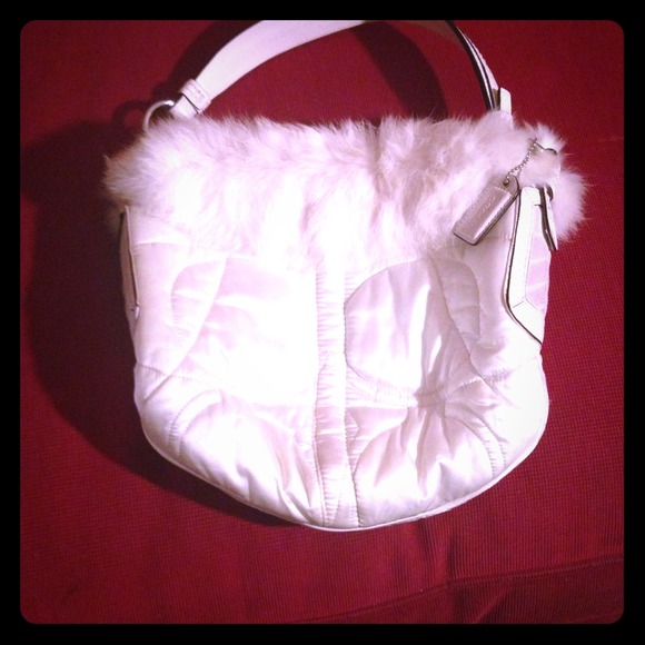 ⛔REDUCED- Authentic Coach white fur purse