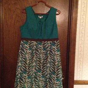 Teal/brown dress