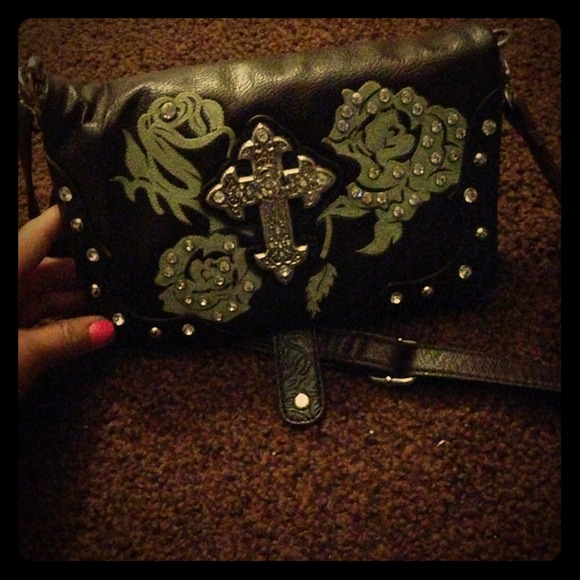 Cross body bag with beautiful cross and studded
