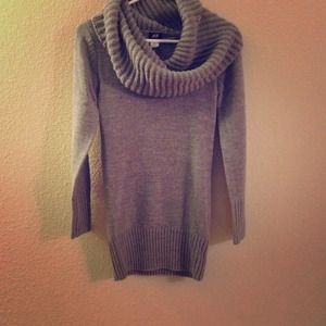 Turtle neck grey sweater dress