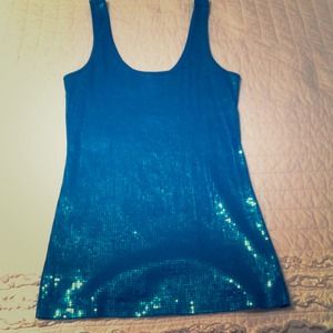 Turquoise sequin tank top