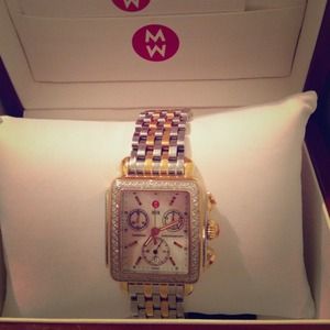 Michelle Diamond Deco Two Tone Watch
