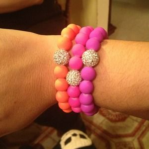 Neon orange pink and purple bravelets